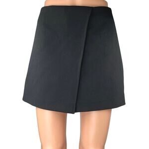 Zara Women's Black Side Zip Mini Wrap Style Casual A-Line Skirt Skort Size S